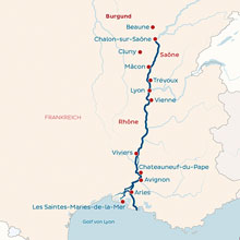 Route entlang der Rhone