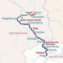 Route von Potsdam nach Prag und umgekehrt