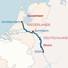Kreuzfahrt Route auf dem Rhein