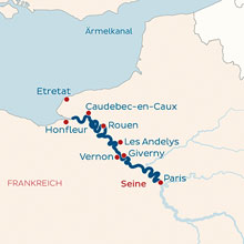 Route - Seine ab/bis Paris